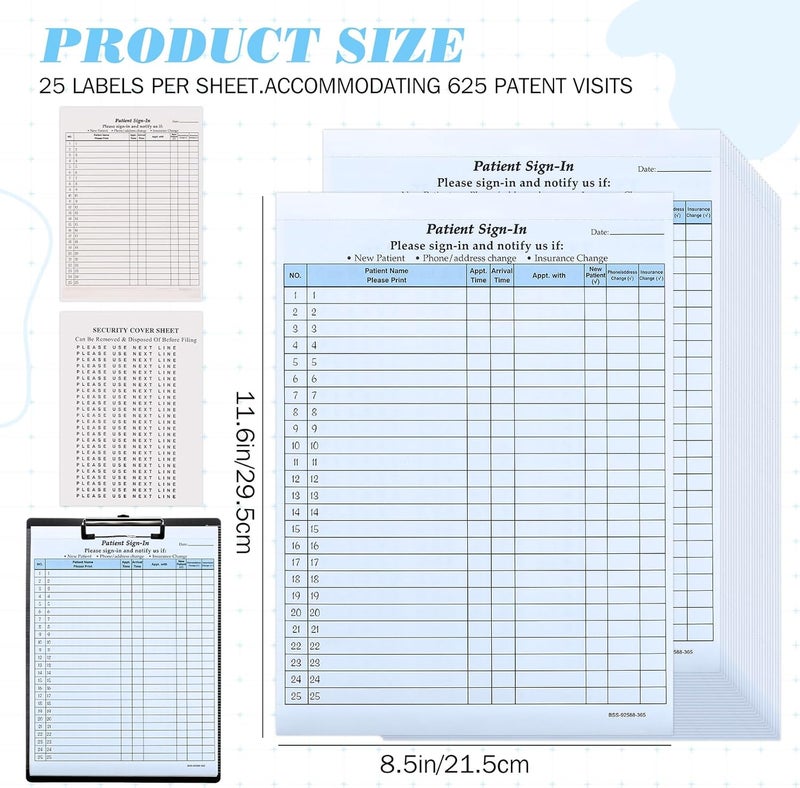 Resholder 250 Pack Patient Sign in Sheets Hipaa Compliant Patient Sign in Label Forms Peel Off Adhesive Labels Carbonless 3 Part Forms for Privacy in Doctor Medical Clinic Dental Office(Blue) - Image 3